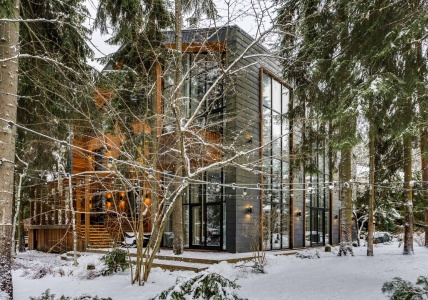 Современный дом в окружении леса в кп Липка на Новой Риге